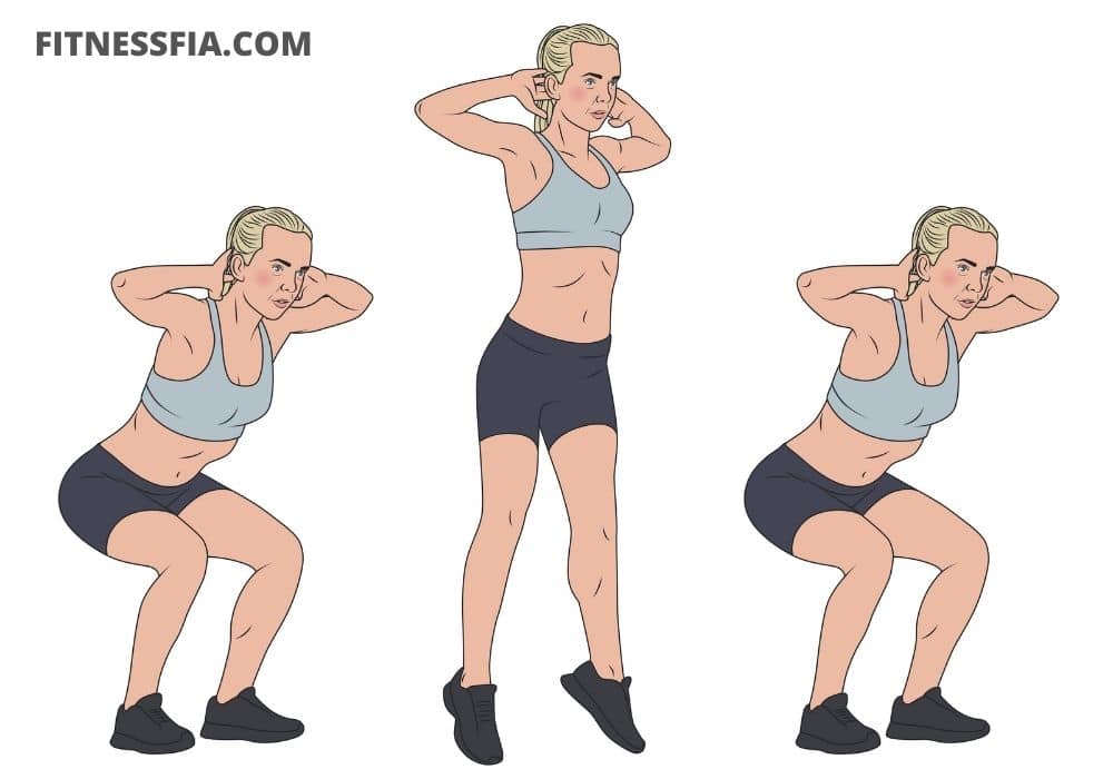 Squats med upphopp dynamisk squat
