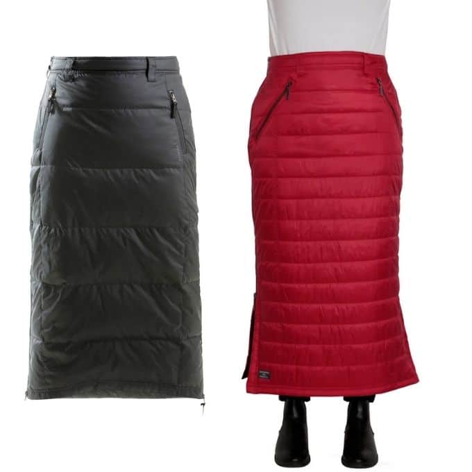lång täckkjol svart röd varm kjol vinter