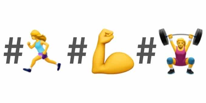emoji hashtag för träning